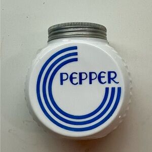 Vintage Fire King VITROCK  Range Blue Circle Art Deco Pepper Shaker